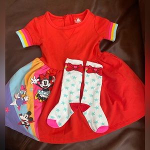 NWOT - Disney Minnie and Friends Embroidered Dress with Tulle Underlay, 2T